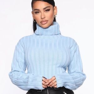 Blue turtle neck shirt